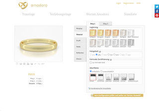 Screenshot von Amodoro - Trauring-Konfigurator