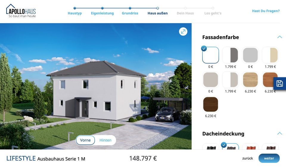 Prefabricated house configurator: Screenshot 1